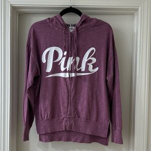 Victoria's Secret PINK Purple Oversize High-Low Zip-up Sweatshirt, Size XS